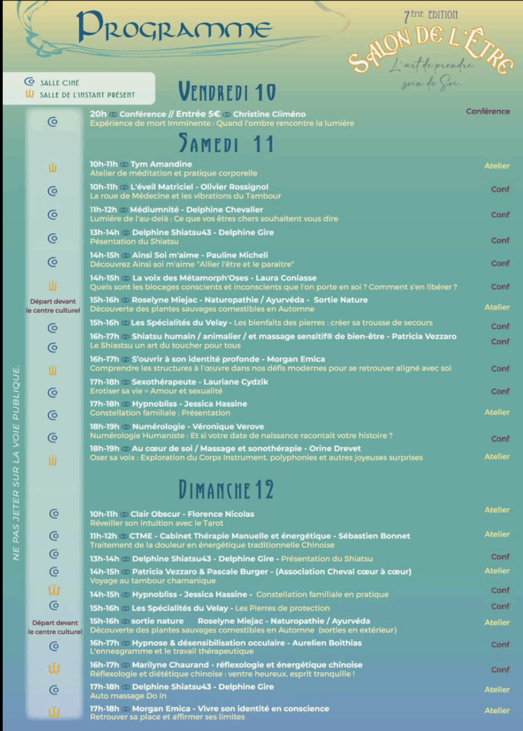 salon de l être programme